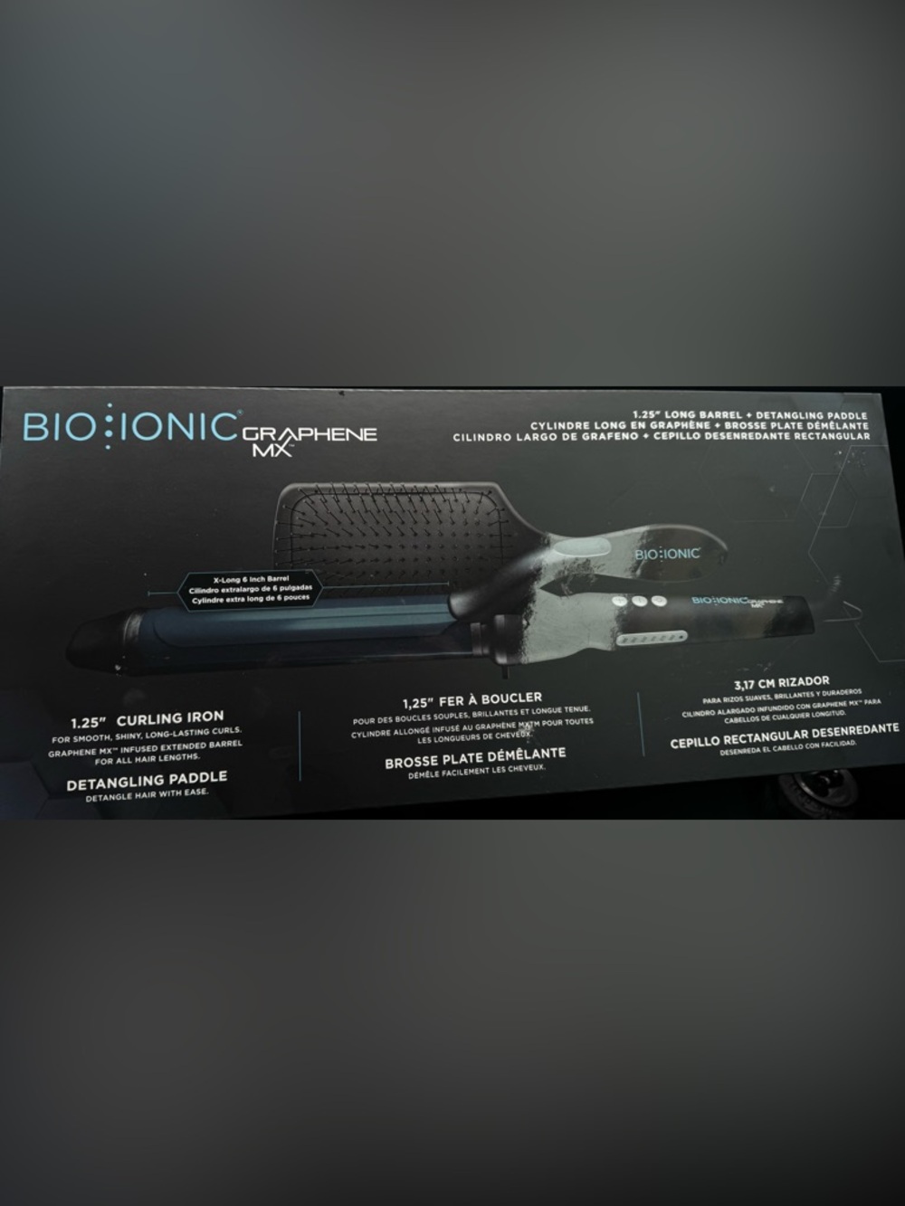 1.25" Black Curling Iron with Detangling Paddle Brush